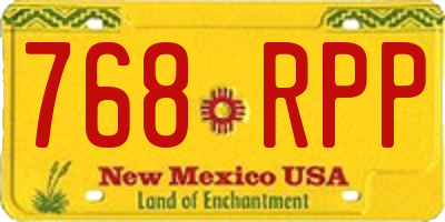 NM license plate 768RPP