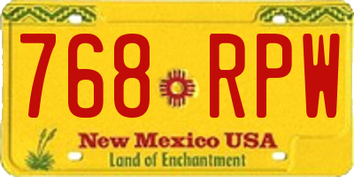 NM license plate 768RPW