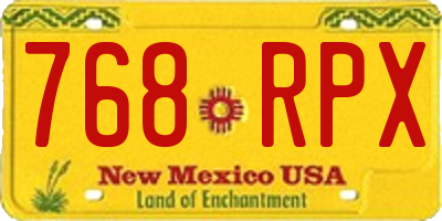 NM license plate 768RPX