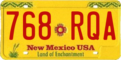 NM license plate 768RQA