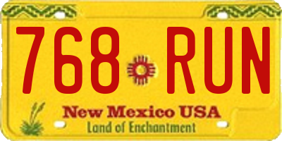 NM license plate 768RUN