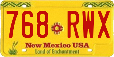 NM license plate 768RWX
