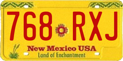 NM license plate 768RXJ