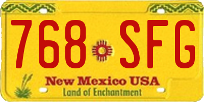 NM license plate 768SFG