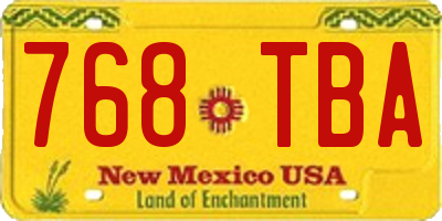 NM license plate 768TBA