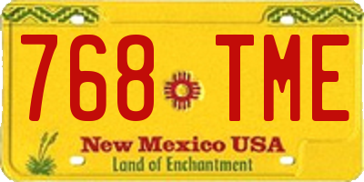 NM license plate 768TME