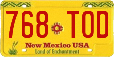 NM license plate 768TOD