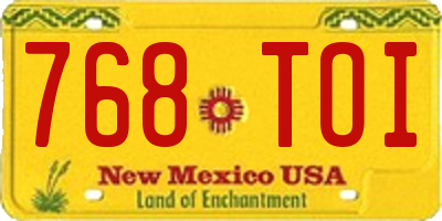 NM license plate 768TOI