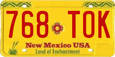 NM license plate 768TOK