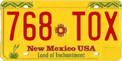 NM license plate 768TOX