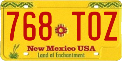 NM license plate 768TOZ