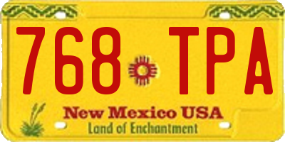 NM license plate 768TPA