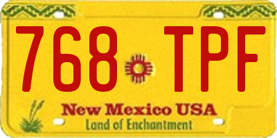 NM license plate 768TPF