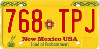 NM license plate 768TPJ