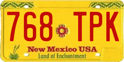 NM license plate 768TPK