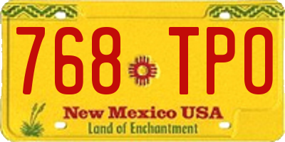 NM license plate 768TPO