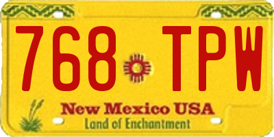 NM license plate 768TPW