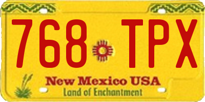 NM license plate 768TPX