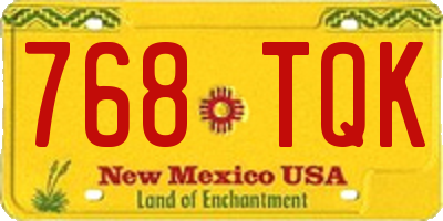 NM license plate 768TQK