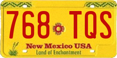 NM license plate 768TQS