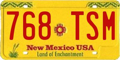 NM license plate 768TSM
