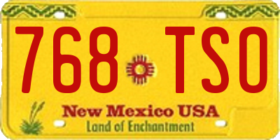 NM license plate 768TSO