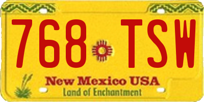 NM license plate 768TSW