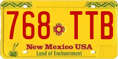 NM license plate 768TTB
