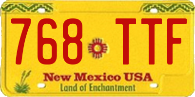 NM license plate 768TTF