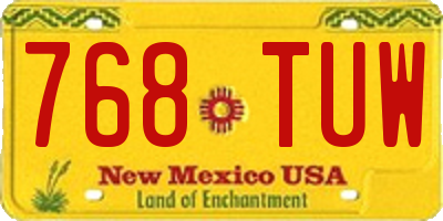 NM license plate 768TUW