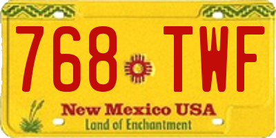 NM license plate 768TWF