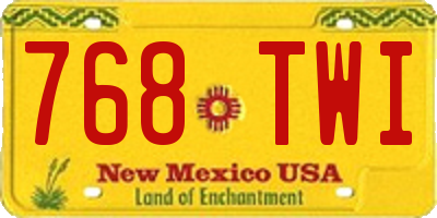 NM license plate 768TWI