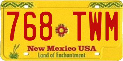 NM license plate 768TWM