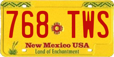 NM license plate 768TWS