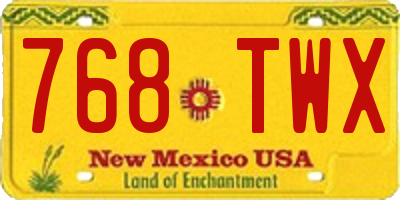 NM license plate 768TWX