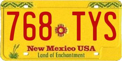 NM license plate 768TYS