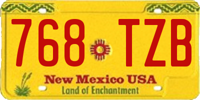 NM license plate 768TZB