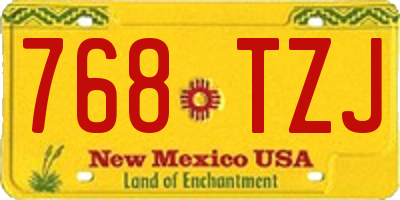 NM license plate 768TZJ