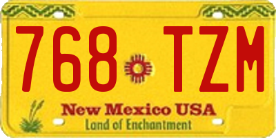 NM license plate 768TZM