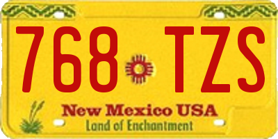 NM license plate 768TZS