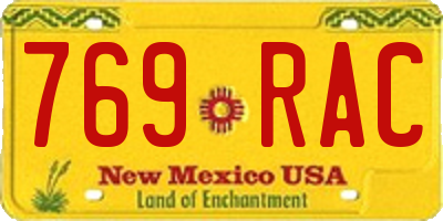 NM license plate 769RAC