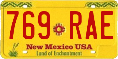 NM license plate 769RAE