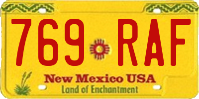 NM license plate 769RAF