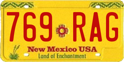 NM license plate 769RAG