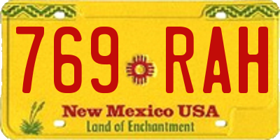 NM license plate 769RAH