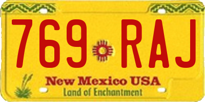 NM license plate 769RAJ