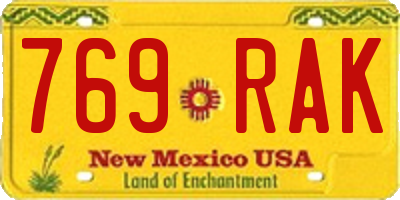 NM license plate 769RAK