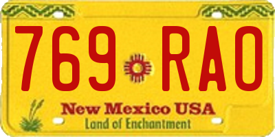 NM license plate 769RAO