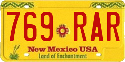 NM license plate 769RAR