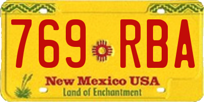 NM license plate 769RBA